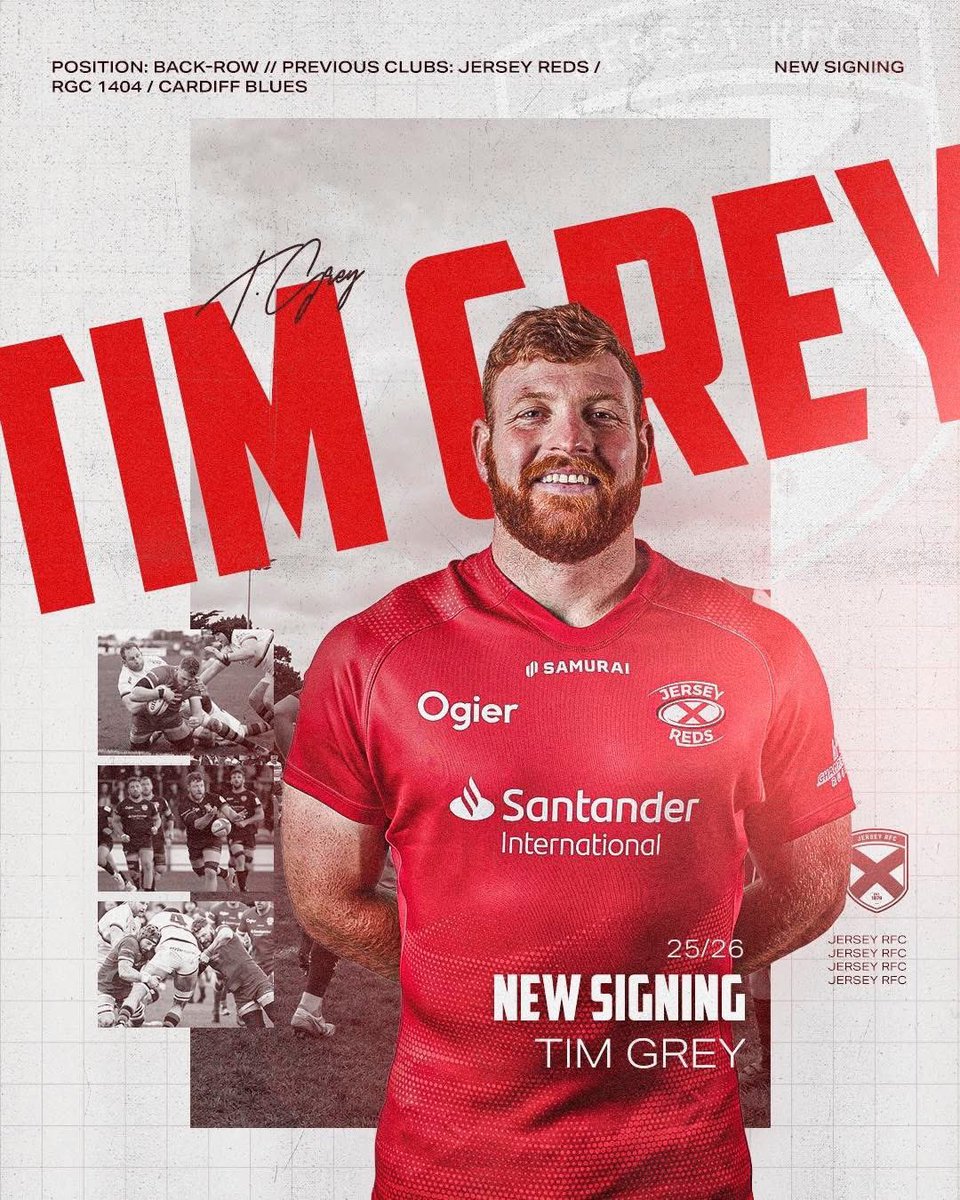 SIGNED 🇯🇪
Tim Grey 🔥👏🏽🏉

💬 Head of Rugby, Myles Landick said: “It’s great to have Tim back involved in the playing Group, He’s done an excellent over the past couple of seasons with the Jersey RFC Mini and junior Colts. 

#JerseyRFC #Rugby #jerseyci #newsigning
