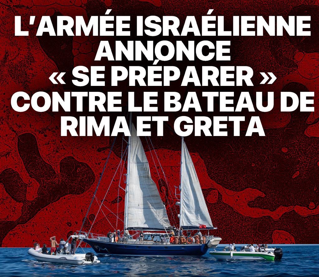 L’armée israélienne annonce « se préparer » contre le bateau dans lequel Rima Hassan et Greta Thunberg apportent de l’aide humanitaire sur la bande de Gaza.

L’armée suivra « les recommandations de Netanyahou ».

On n’envoie pas l’armée contre une députée et une activiste venues