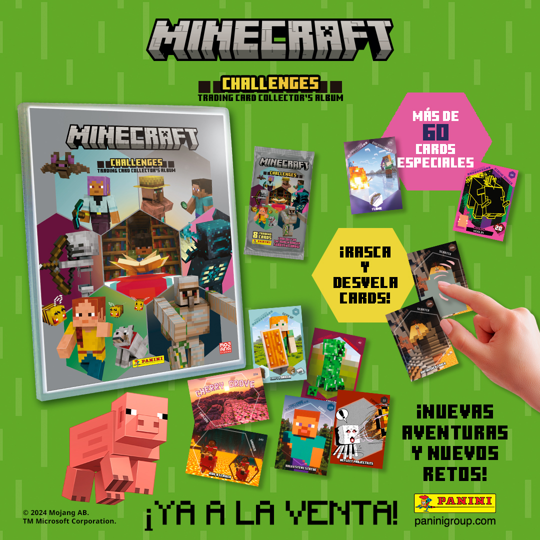 🚨 ¡Ya está a la venta la colección de MINECRAFT CHALLENGES!

🔨 Afronta los desafíos del universo Minecraft con unas trading cards espectaculares.

📢 Disponible en puntos de venta habituales y en nuestra tienda online ➡️ panini.es/shp_esp_es/min…