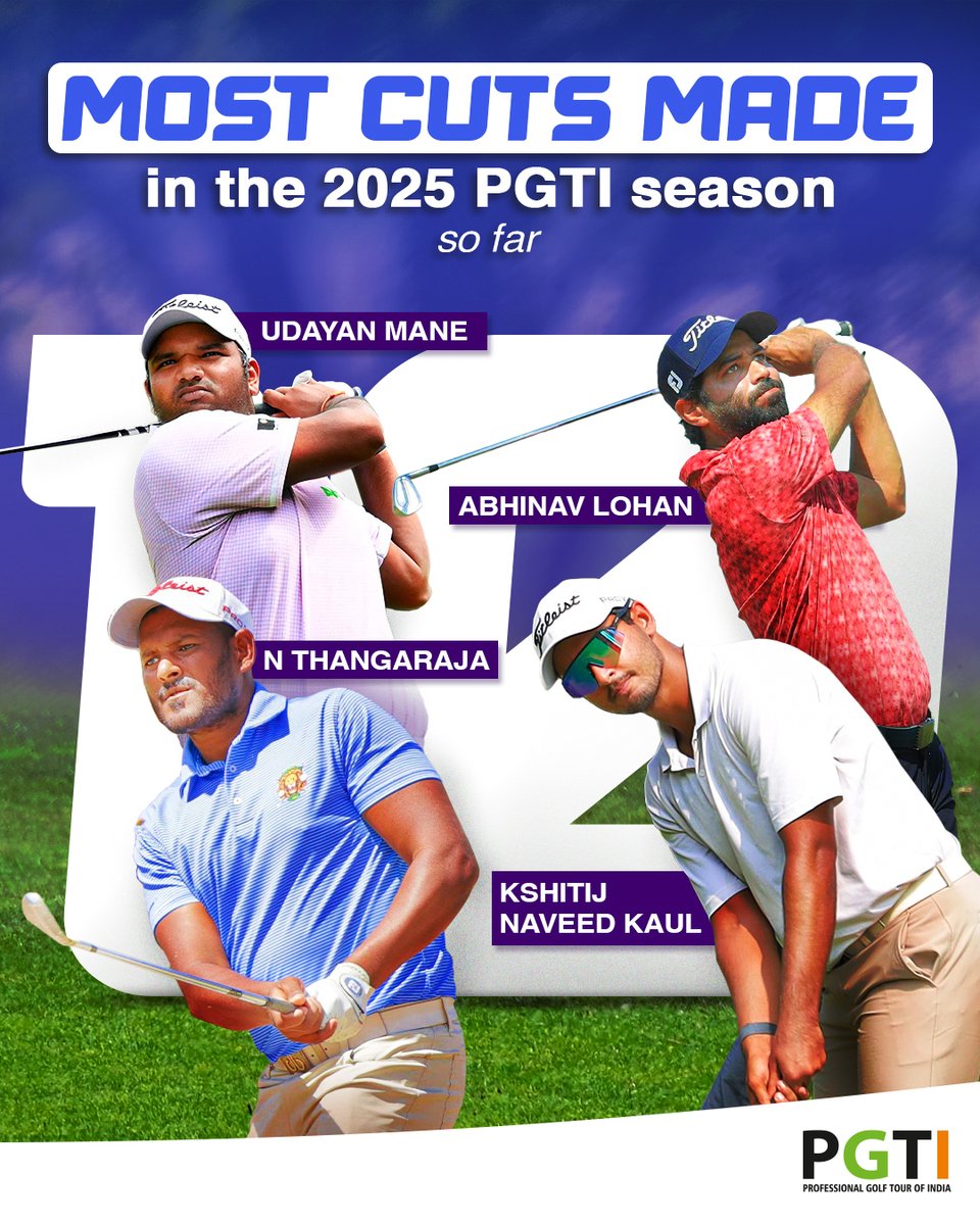 Defining consistency! 💫

Take a look at the pros who have made the cut the most number of times in the 2025 PGTI season so far.

#PGTI #indiangolf #progolfers #swingingforglory #mostcutsmade