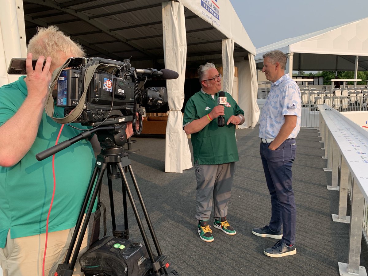 AmFamNews's tweet image. Tournament director ⁦@NatePokrass⁩⁩ back on the interview circuit this week at ⁦@amfamchamp⁩ at ⁦@TPCWisconsin⁩! ⁦@wmtv15news⁩ ⁦@jockosports⁩
