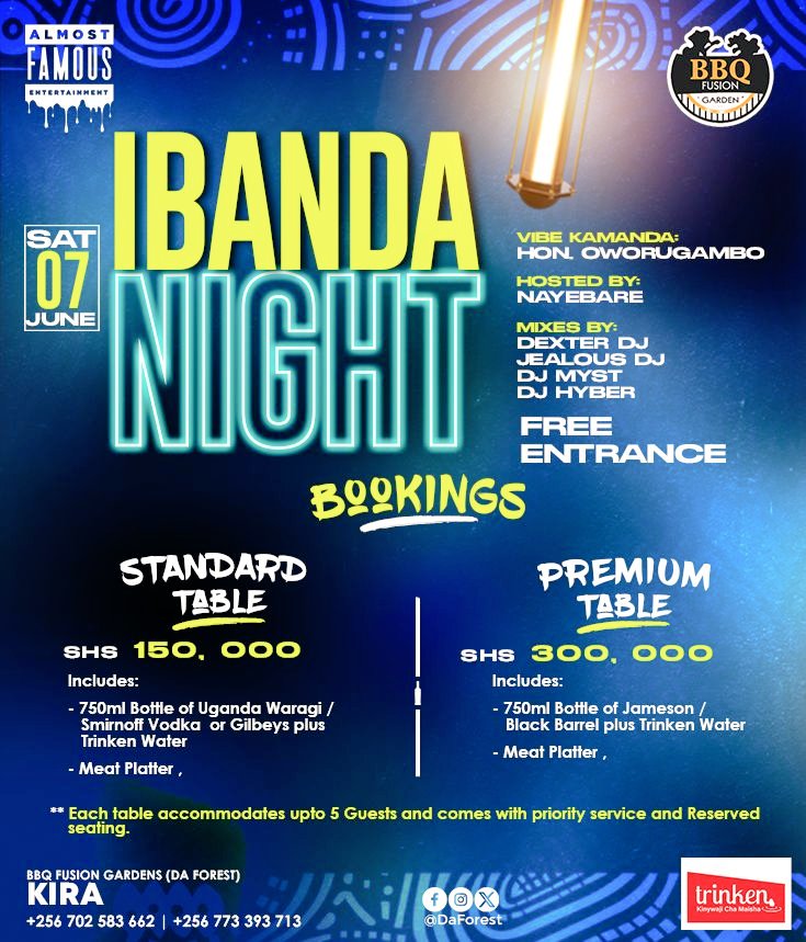 #IbandaNight
7th June

<a href="/dexterdj__Ug/">🅼🅰🅸🅽🅴🆂🆃☆</a> 
<a href="/JealousDeejay/">Mr_Jealous_Clean</a> 
<a href="/DjHyber/">Dj Hyber</a> 
<a href="/oworugambo/">Hon. Oworugambo</a>
<a href="/AlmostFamousUG/">Almost Famous Ent.</a>