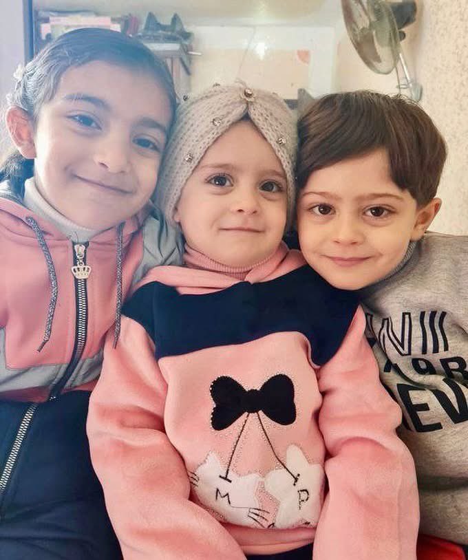 These three siblings (Rahaf, Suheib, and Reem Hamdiyyah) were murdered in the air strike on al-Bursh family house in Jabalia