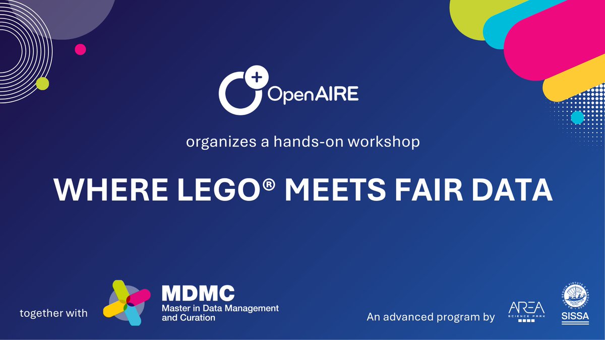 AreaSciencePark's tweet image. On June, 5 (2pm) be part of this hands-on online workshop organized by @OpenAIRE_eu  in collaboration with Area Science Park. We will introduce the principles of FAIR #data through a creative, interactive simulation using @LEGO_Group  metaphors.

Register bit.ly/43Ez8eH