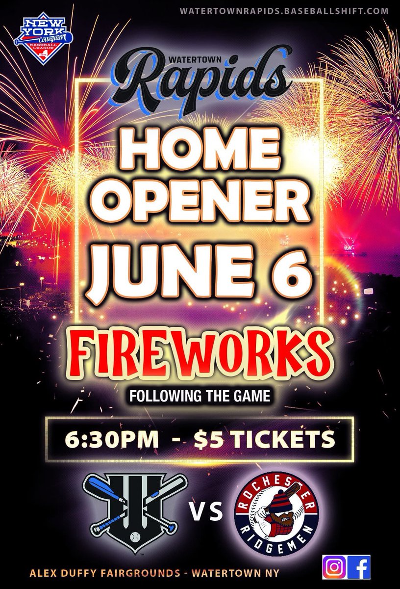 The Watertown Rapids are having their home opener this Friday at 6:30pm with a fireworks show following the game.

Wolves Season Passes and merchandise will also be available for sale during Rapids game days.