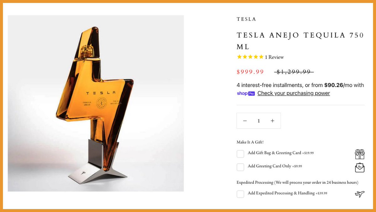 Flipp4Profit's tweet photo. Think you can tell what’s real? 👀
Believe it or not — Tesla once launched its own tequila. ⚡🥃 #TeslaTequila #ElonMuskMoves #TeslaFacts #WeirdButTrue #RealOrFake #BrandSurprise # #TeslaTrivia #PopCultureFacts 🚨#NAV✅#Flipping4Profit💰#preigCanada🚀 #RealEstateSuccess🔥 https://t.co/dhxGqB472i