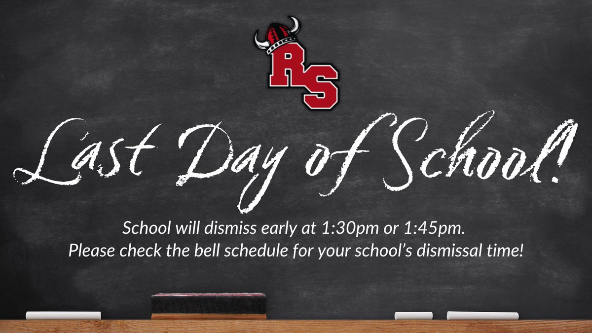 It’s the last day of school for Roland-Story students! Thank you for a truly fantastic 2024-2025 school year.

We will have a 1:30/1:45pm early dismissal today. Have a great summer, everyone! 😎