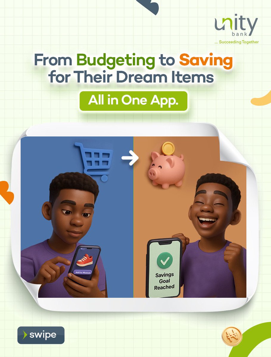 UnityBankPlc's tweet photo. Financial literacy starts early. 

Give your kids the tools to understand money the fun way with GenFi. 

Ready to raise money-smart kids? 
Download GenFi today.

#SucceedingTogether #Genfi https://t.co/RydTXhXxmK