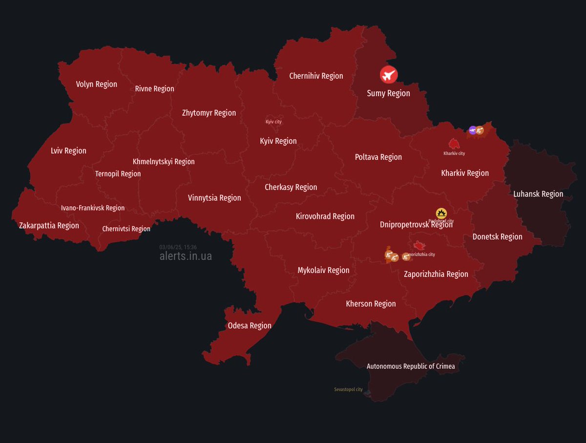 Whole of Ukraine under IRBM launch alert