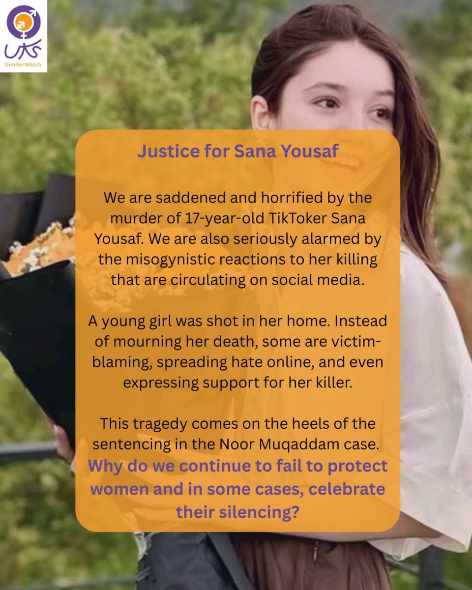 Justice for Sana Yousaf.

#JusticeForHer
#StopHonourKillings
#SanaYousaf