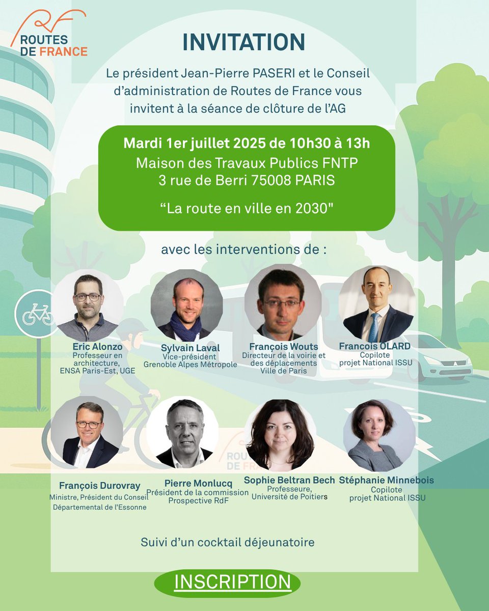 Routes de France a le plaisir de vous inviter à la 𝘀𝗲́𝗮𝗻𝗰𝗲 𝗱𝗲 𝗰𝗹𝗼̂𝘁𝘂𝗿𝗲 𝗱𝗲 𝘀𝗼𝗻 𝗔𝘀𝘀𝗲𝗺𝗯𝗹𝗲́𝗲 𝗚𝗲́𝗻𝗲́𝗿𝗮𝗹𝗲.
📅 Mardi 1er juillet 2025, de 10h30 à 13h00 
📍 Maison des Travaux Publics, 3 rue de Berri, 75008 Paris. 
Elle sera consacrée cette année au