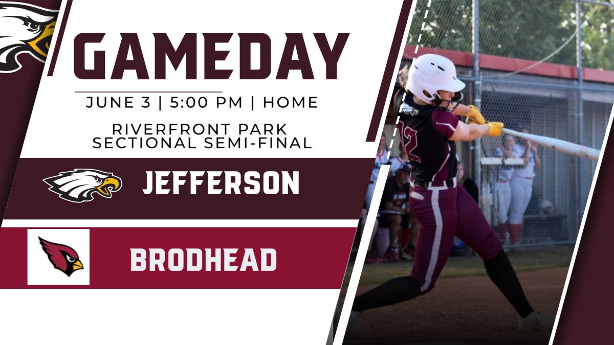 Jefferson Softball hosts Brodhead today for the sectional semi-final game at 5:00 pm.  Admission is $7 for all spectators per WIAA.  There will be admission tables at both the east and west entrances to the park.  Cash Only!  GO EAGLES!
#gojhseagles
#eaglepride