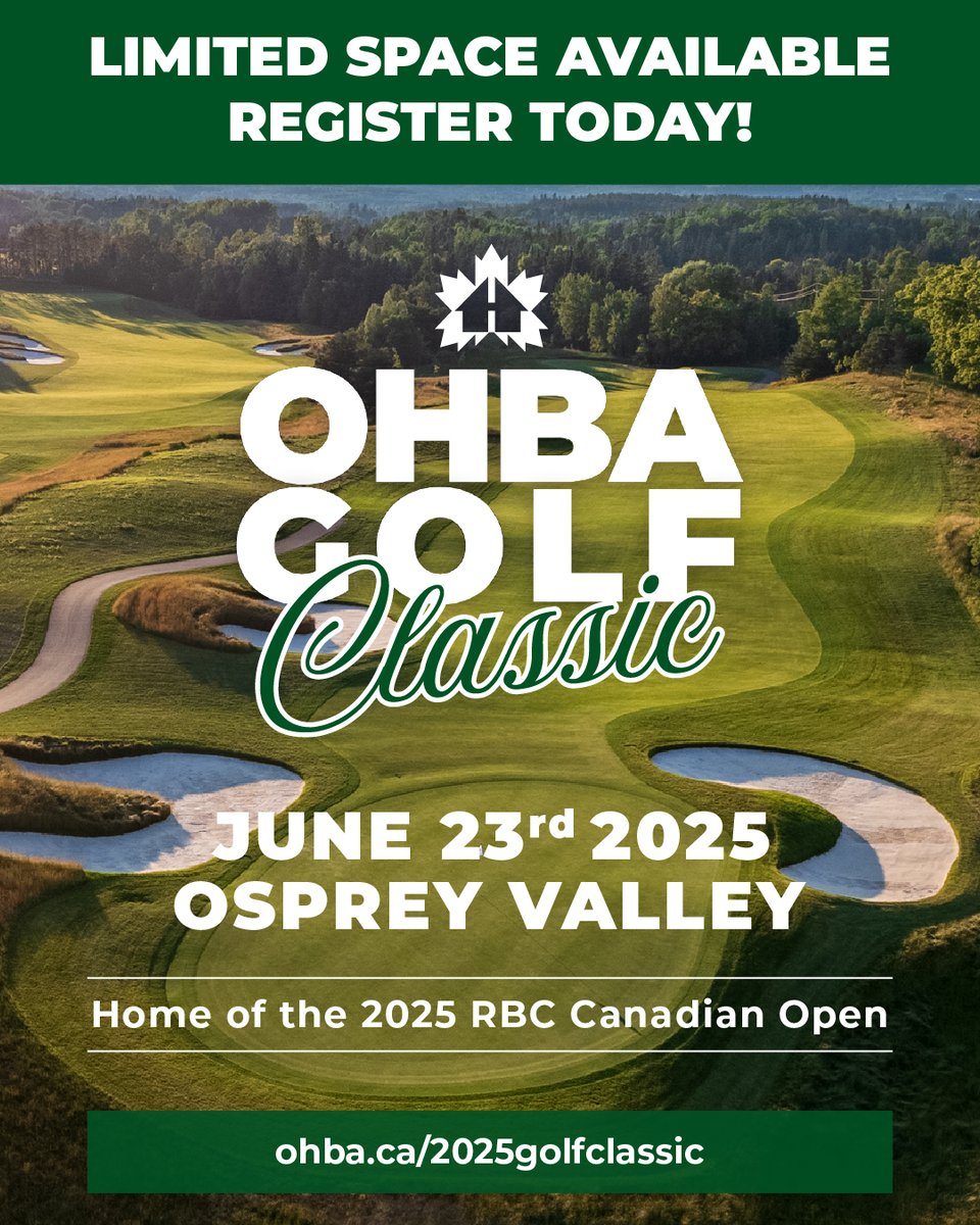 🔥 The buzz is building, and the fairways are almost full! The OHBA Golf Classic is shaping up to be the must-attend event of the summer.

This is not your average golf tournament - tickets include:
⛳️ Networking Lunch
⛳️ 18 holes of golf on one of Canada’s top 100 courses
⛳️