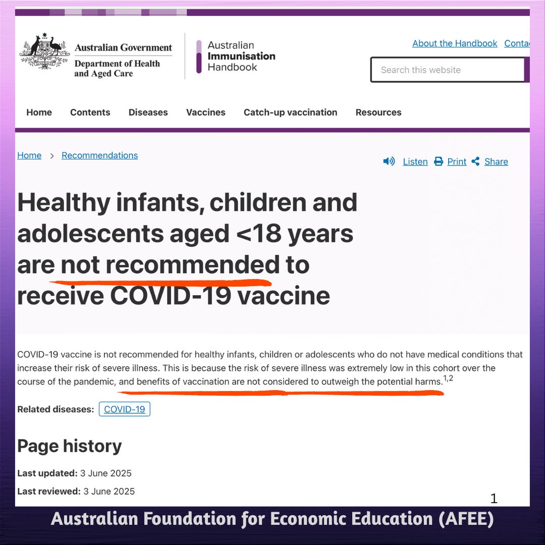 Craig Kelly - Libertarian for NSW Senate (@craigkellyxxx) on Twitter photo Hello, look what the Australian Government have quietly admitted today - the "benefits"of Covid vaccination are not considered to outweigh the "potential harms".
And they State the Covid vaccines are NOT RECOMMENDED for adolescents.
immunisationhandbook.health.gov.au/recommendation…
It wasn’t long Hello, look what the Australian Government have quietly admitted today - the "benefits"of Covid vaccination are not considered to outweigh the "potential harms".
And they State the Covid vaccines are NOT RECOMMENDED for adolescents.
immunisationhandbook.health.gov.au/recommendation…
It wasn’t long