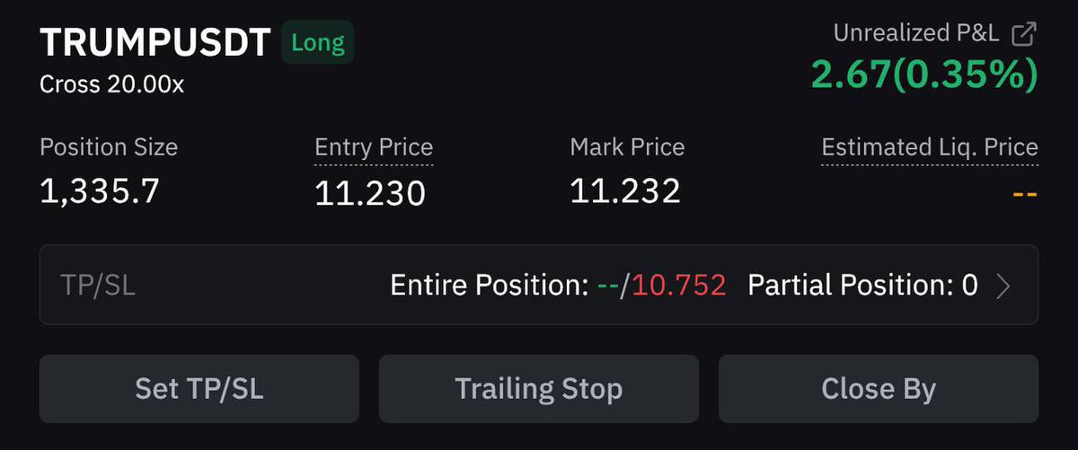 icryptofox's tweet image. 🪙 $TRUMP / USDT LONG
Leverage: 20x
Margin: 10% of Wallet
✍🏾Entry Point: 11.230
🎯 TakeProfit: i posted in tg
🛑Stop Loss Point: 10.752
#Freesignal
t.me/icryptofox/234