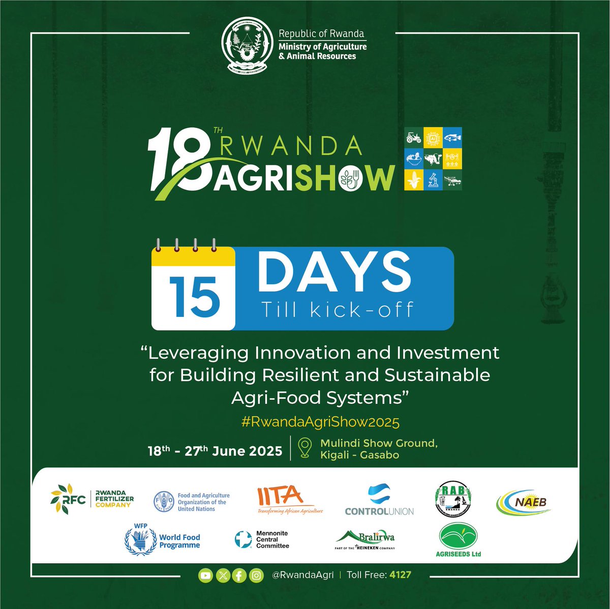 soil scientist 🌱🌾Maurice (@djmaurice16) on Twitter photo Count down for Agrishow. Where youth and agri-innovators show their innovation and technology for Building resilient and sustainable agri-food systems in Rwanda. As Aginfluencer is time to show how social medias impact agricultural transformation.
#RwandaAgrishow
<a href="/AgiriteMedia/">Agirite Media</a> Count down for Agrishow. Where youth and agri-innovators show their innovation and technology for Building resilient and sustainable agri-food systems in Rwanda. As Aginfluencer is time to show how social medias impact agricultural transformation.
#RwandaAgrishow
<a href="/AgiriteMedia/">Agirite Media</a>