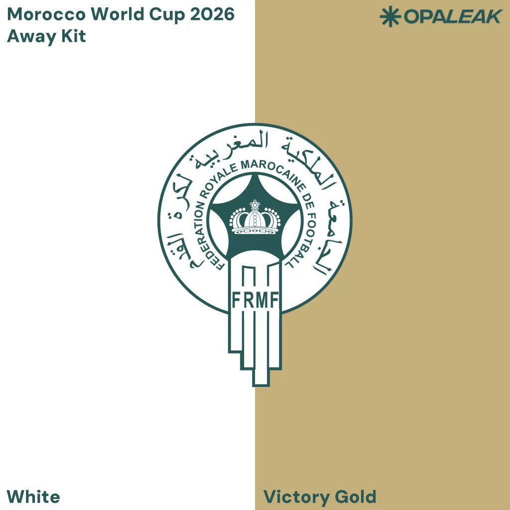 🚨 Selon <a href="/opaleak/">Opaleak</a> les maillots domicile et extérieur du Maroc pour la CDM 2026 arboreront une couleur OR ! 💛🇲🇦