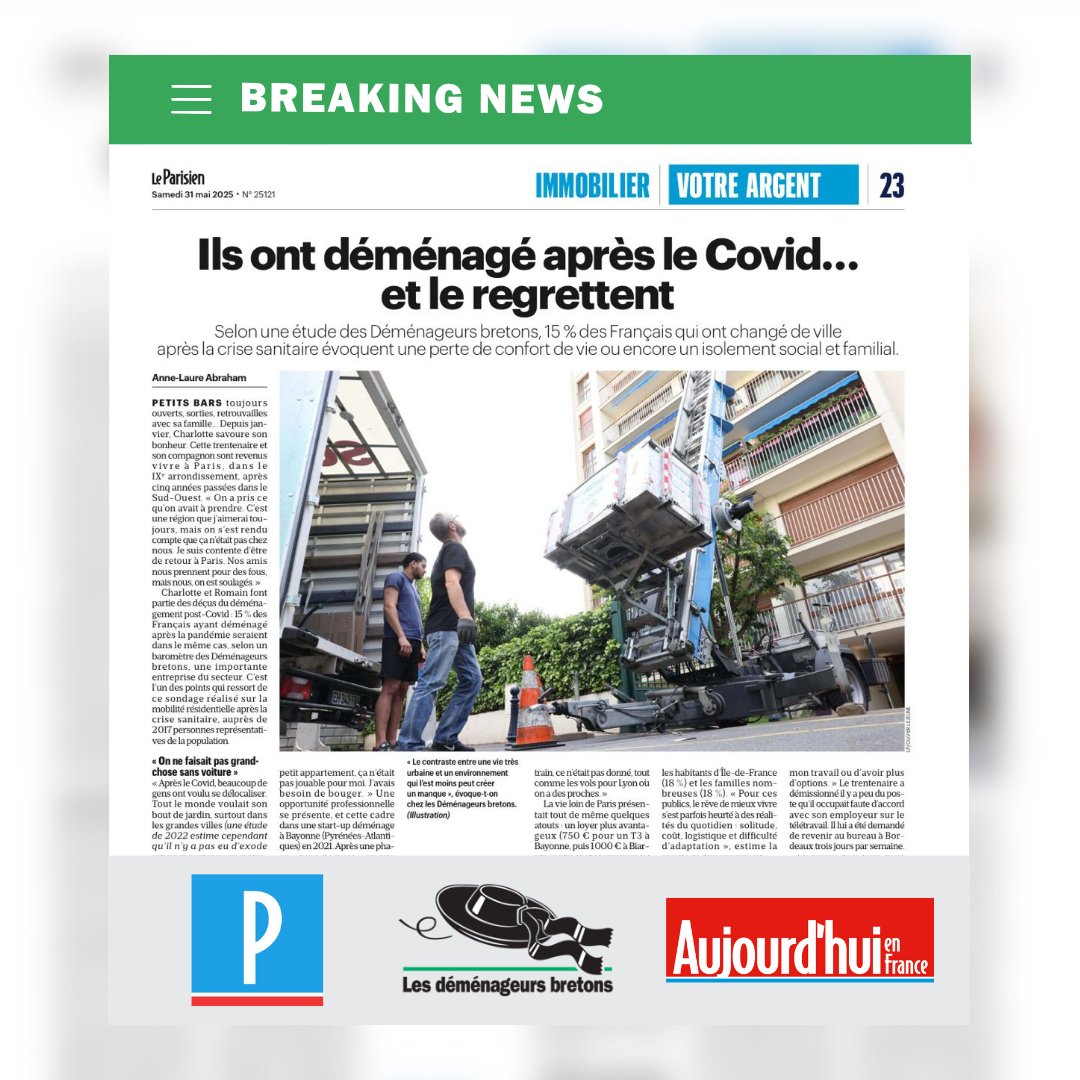 📣 Les déménageurs bretons dans <a href="/le_Parisien/">Le Parisien</a> !

Merci au <a href="/le_Parisien/">Le Parisien</a>  pour cette mise en avant dans l'édition du 31 mai 🗞️
Notre étude sur les déménagements post-Covid à retrouver dans leurs colonnes ! 👇
#Déménagement #LesDéménageursBretons #LeParisien #Immobilier #PostCovid