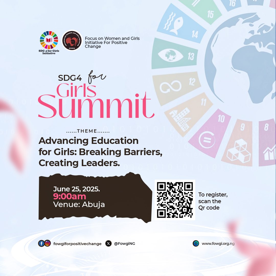 We're inviting YOU to be part of history. 

Join us for our #SDG4forgirls Summit coming up this June.
Click the link to register for the event: forms.gle/i2VvmcYbJYLzft…

This matters now more than ever!