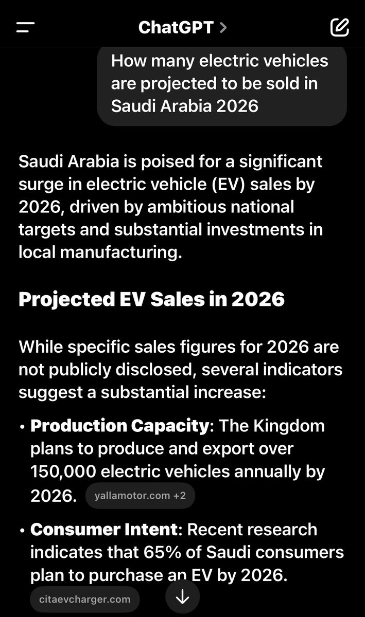 verizonsteve's tweet image. $LCID Asked Chat GPT how many electric vehicles are projected to be sold in Saudi Arabia 2026? Just the Saudi growth for Lucid is going to be insane then factor in American and Global sales, Lucid’s growth story is just beginning….