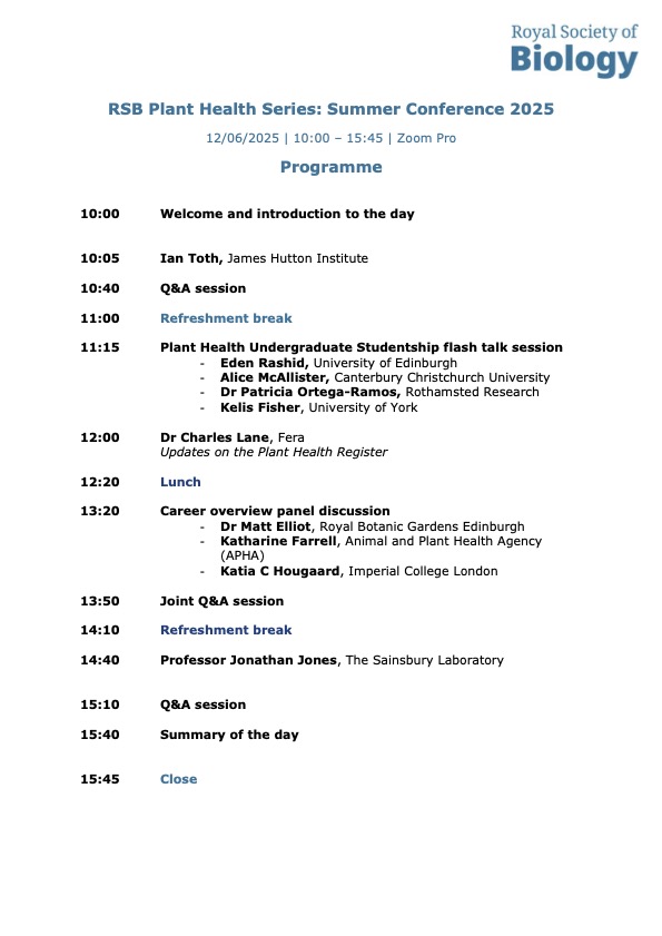 Free online event featuring a talk with me! <a href="/RoyalSocBio/">Royal Society of Biology</a>  
lnkd.in/enq3hsDg

#katia_plantscientist #royalsocietyofbiology #planthealth #plantscience #plantbiology #scienceevent #onlineevent #conférence #planthealthseries #agritech #plantpathology #careertalks