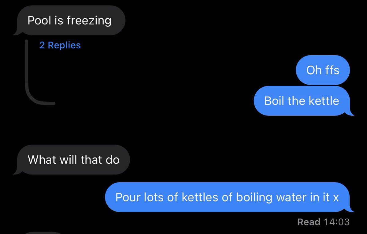 screaming at my mum thinking I had some inside scoop on how to heat an outdoor pool up quickly. “what will that do”