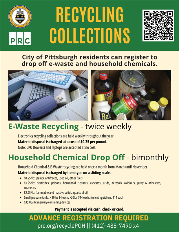 PGHDPW's tweet image. REMINDER: Residents can make appointments with the Pennsylvania Resources Council to recycle general E-Waste.
See the graphic below for details: