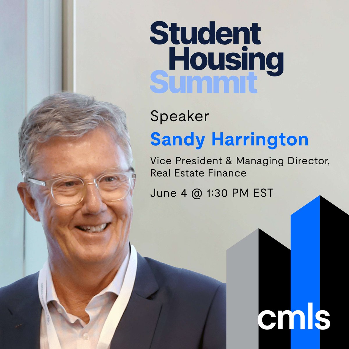 CMLS is pleased to announce that Sandy Harrington, VP &amp; Managing Director, Real Estate Finance, will be speaking at the 2025 Student Housing Summit. Be sure to catch Sandy then!

#CMLS #realestate #CRE @BONARD