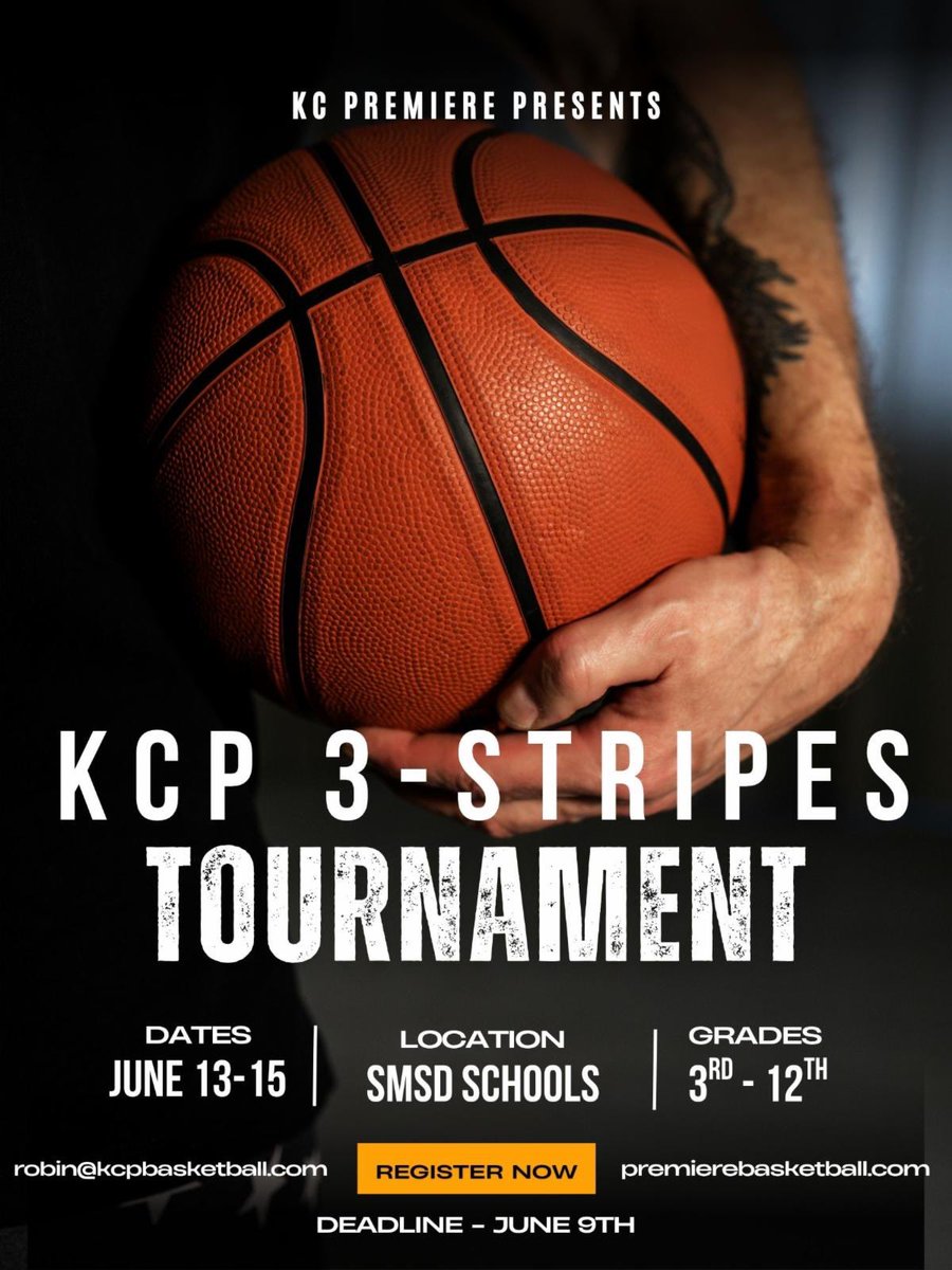 KCP 3-Stripes Tournament (6/13-6/15). Register now as divisions have filled to capacity before deadline! 

Reg Deadline: 6/9

kcpremierebasketball.leagueapps.com/tournaments