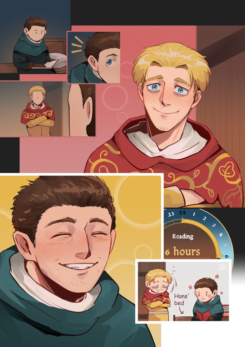 yutipo1101's tweet image. I was curious if Hans would kick Henry off his bed for bedtime, but he just stood there until Henry gave it back to him.
#KCD2 #hansry