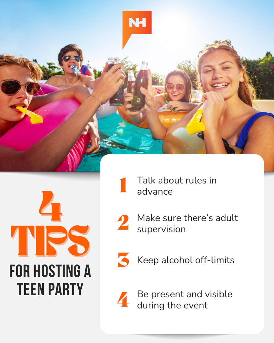 NaturalHigh's tweet image. Is Your Teen Hosting a Party? Set clear expectations before the fun begins.
You can let your teen celebrate and stay safe at the same time, it just takes a little planning!
Read all the tips from Informed Families: bit.ly/44TIfdU