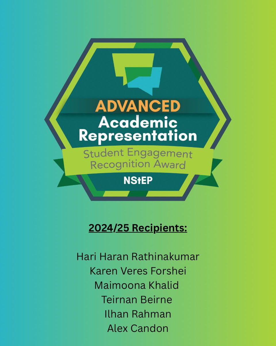 A huge congratulations to this year’s Student Engagement Recognition Award recipients 👏 These students have completed NStEP training and showcased their commitment to the enhancement of student engagement in Irish higher education 🏆

#studentengagement