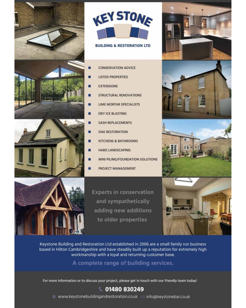 ⭐️ Recommended Supplier: Keystone Building &amp; Restoration Ltd ⭐️

They're a trusted, family-run business based in Hilton, Cambridgeshire, offering expert craftsmanship in listed property renovations, extensions, and structural works since 2006. 

📞 01480 830249