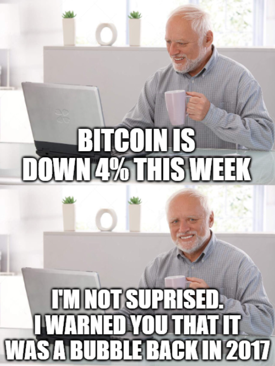 Cam asta e acum vibe-ul din piata.

Fiecare cumpara #Bitcoin la pretul pe care il merita.