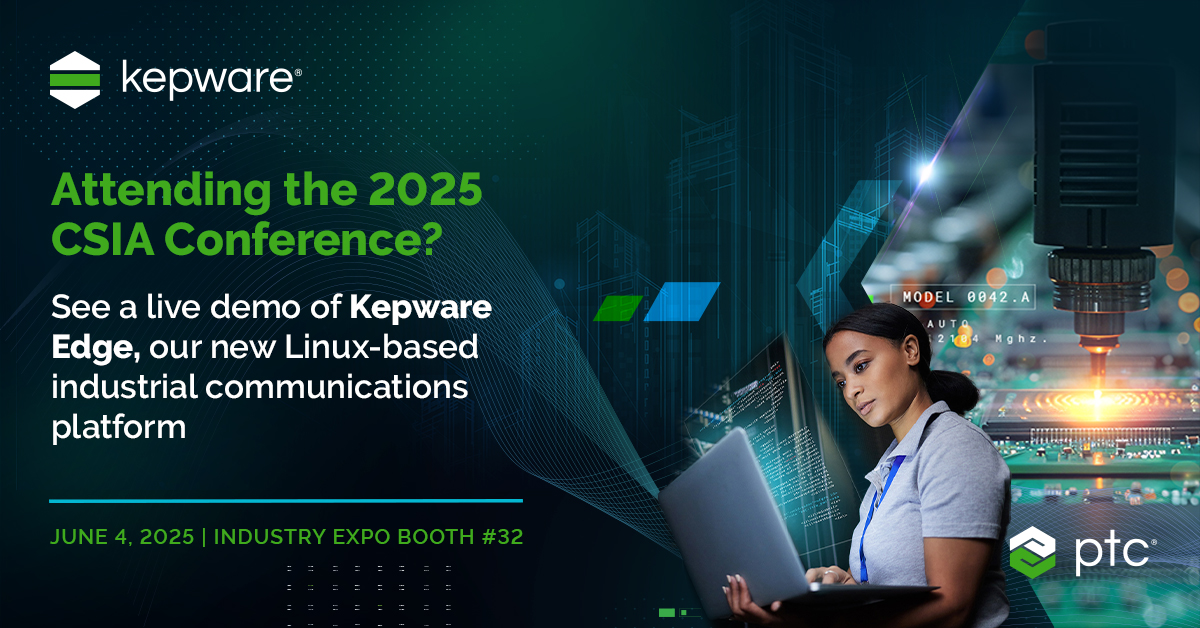 📍Heading to San Diego for the 2025 CSIA Conference?

Stop by Booth #32 tomorrow, June 4, at the Industry Expo for a live demo of Kepware Edge—our new platform for secure, flexible, and powerful edge connectivity. Let’s connect!

#CSIA2025 #KepwareEdge