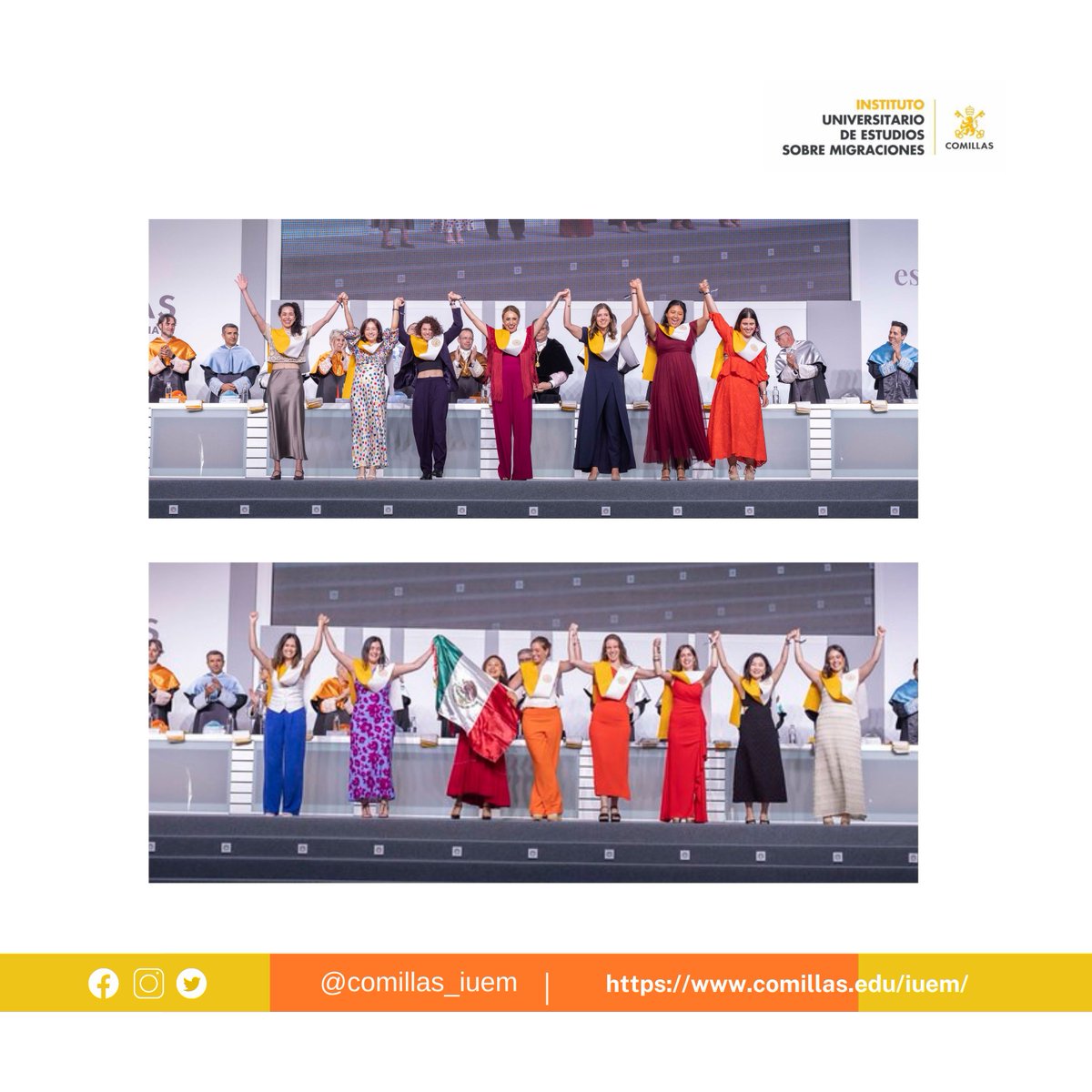 🎓✨ El pasado sábado 31 de mayo celebramos con mucha emoción la ceremonia de graduación de nuestros alumnos del Instituto Universitario de Estudios sobre Migraciones (IUEM) 👏🌍

📚 Enlace al streaming del evento:
🔗 tv.comillas.edu/media/1_j6htxz…
#GraduaciónIUEM #MásterCooperación