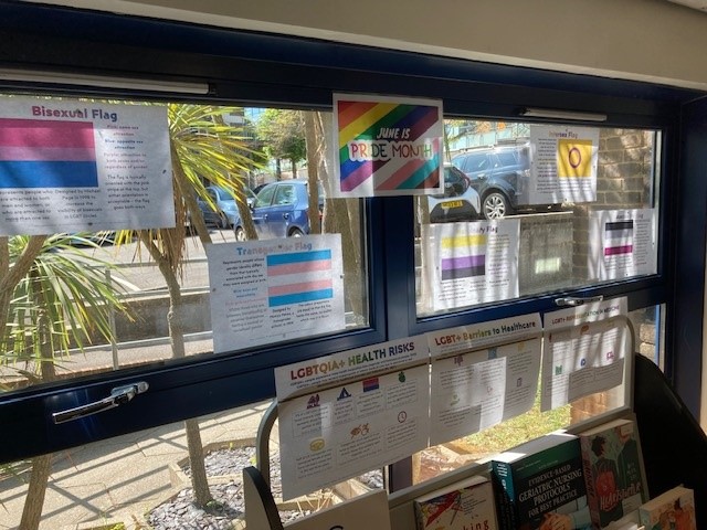 The sun is smiling on our 'Pride' display and we're sure you will too when you visit us in the QAH QuAD library sometime soon.

As a quiet space for feeling safe, you can have 24 hour access with a valid staff ID.