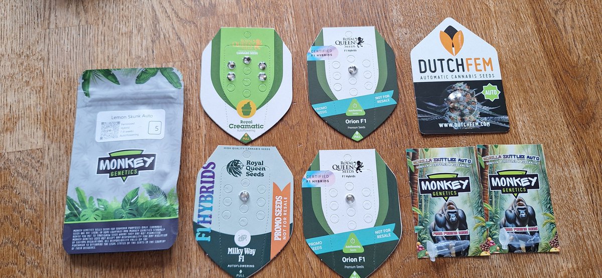 Give away.🎁🎁
This time a package of autoflowers.

5 Lemon Skunk (Monkey Genetics)
2 Gorilla Zkittlez (Monkey Genetics)
5 Royal Creamatic (RQS)
2 Orion F1 (RSQ)
1 Milky Way (RSQ)
5 Doctor Diesel (DutchFem)

✅Like
✅Follow
✅Retweet

Drawing June 8, 2025