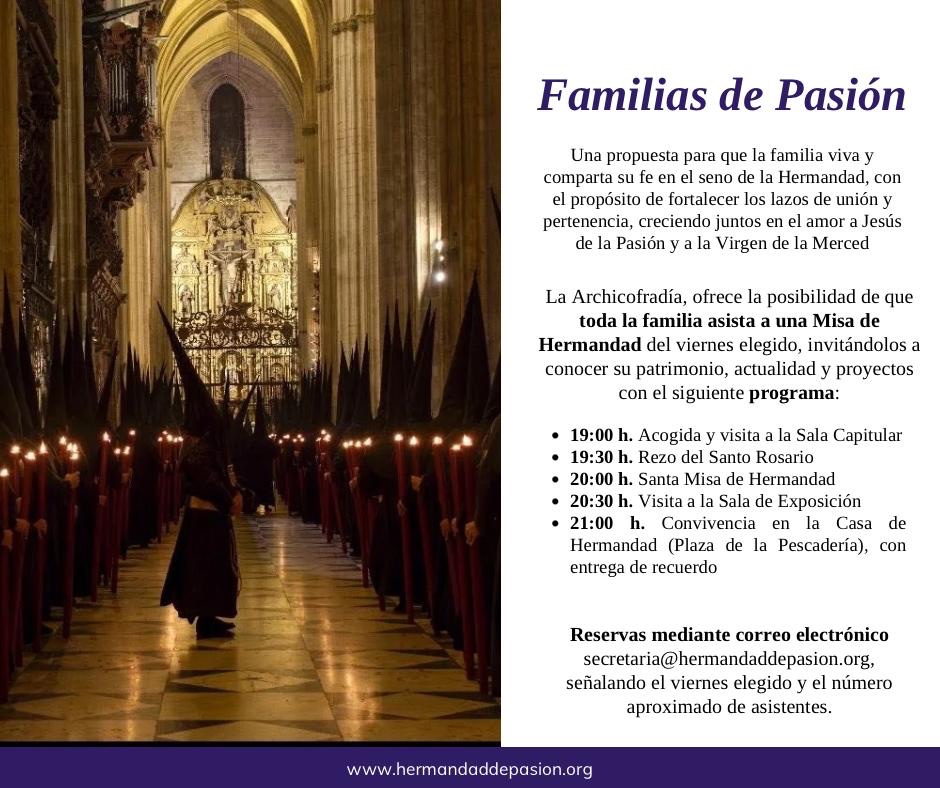 𝐍𝐚𝐜𝐞 “𝐅𝐚𝐦𝐢𝐥𝐢𝐚𝐬 𝐝𝐞 𝐏𝐚𝐬𝐢𝐨́𝐧”: 𝐮𝐧𝐚 𝐢𝐧𝐢𝐜𝐢𝐚𝐭𝐢𝐯𝐚 𝐩𝐚𝐫𝐚 𝐯𝐢𝐯𝐢𝐫 𝐥𝐚 𝐇𝐞𝐫𝐦𝐚𝐧𝐝𝐚𝐝 𝐞𝐧 𝐟𝐚𝐦𝐢𝐥𝐢𝐚

La Archicofradía Sacramental de Pasión pone en marcha “𝐅𝐚𝐦𝐢𝐥𝐢𝐚𝐬 𝐝𝐞 𝐏𝐚𝐬𝐢𝐨́𝐧”, una propuesta para que la familia viva y