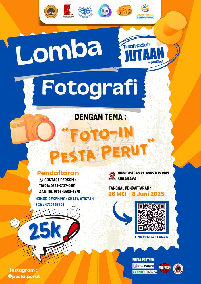Halo Perutizen! Yuk ramaikan Festival Pesta Perut 2025
Tanggal: 11 Juni
Lokasi: Graha Wiyata UNTAG Surabaya
Waktu: 10.00–20.00 WIB
Gratis masuk!
Kulineran seru + special guest! Ajak teman, pacar, dan keluarga ya
@pesta.perut