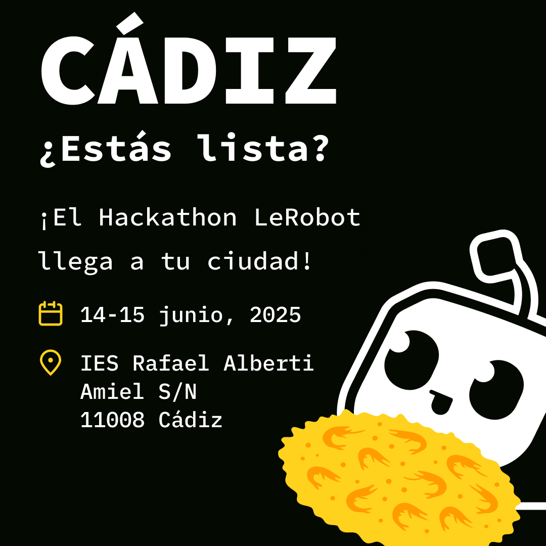 Los días 14 y 15 de junio acogemos el Hackathon LeRobot 🤖, una competición mundial de robótica e IA abierta y libre. ¡Somos la única sede presencial en España! 25 plazas gratuitas para vivir en el futuro desde el presente 🚀 ies-rafael-alberti.github.io/hackathon-lero…