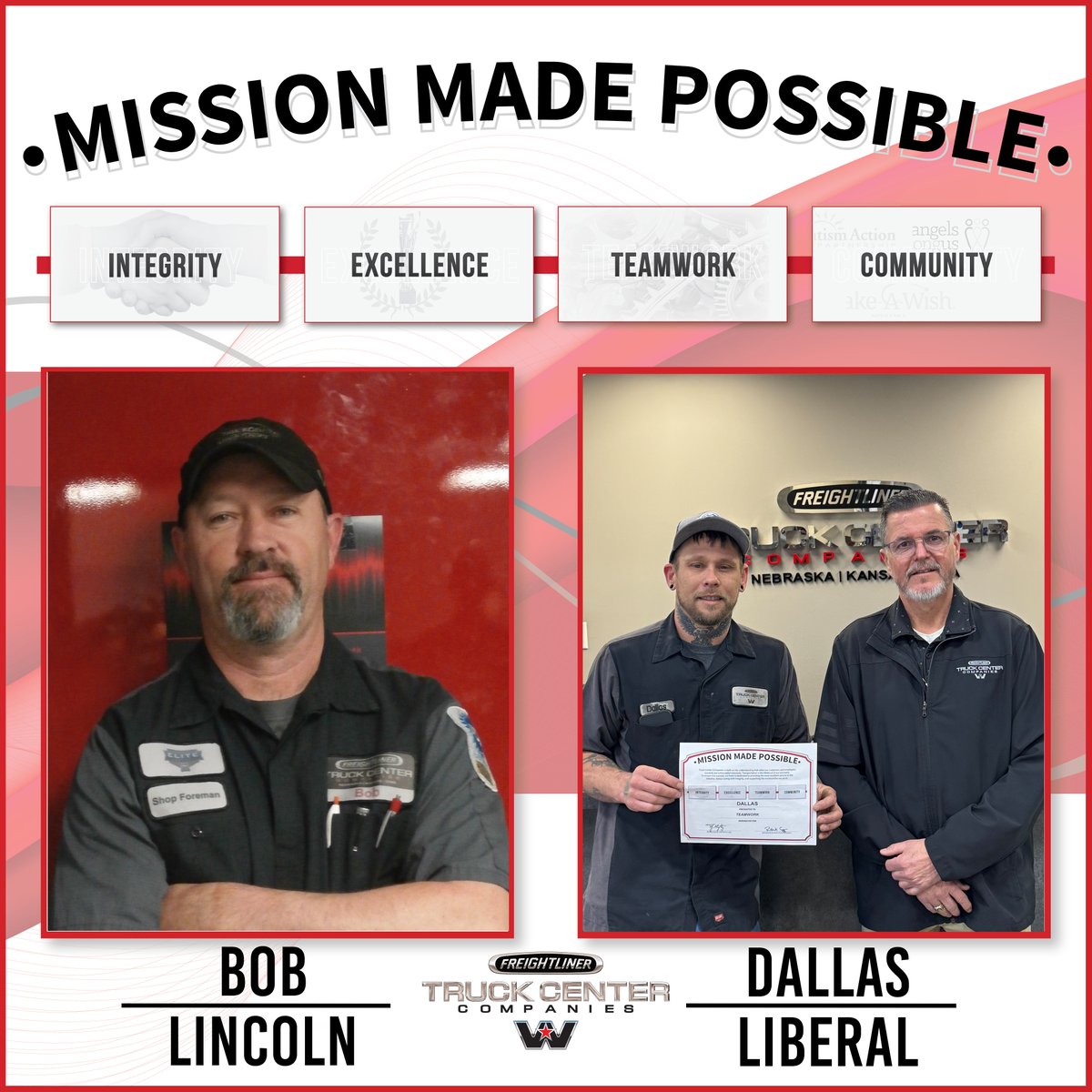 Congratulations to Austin, Matt, Bob, and Dallas on being MMP winners from Quarter 1! Each of these guys continues to do an outstanding job displaying TCC's core values and helping our customers get back on the road. #BestEmployees