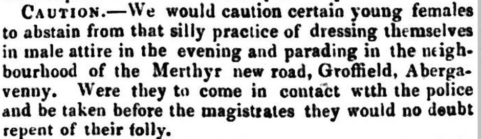 Oh, those silly young Abergavenny girls in 1861