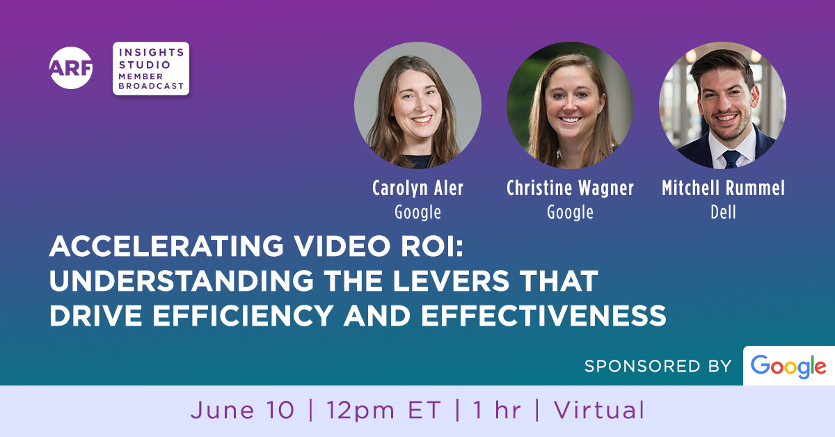Join us June 10 for a strategic look at video advertising through the lens of Google’s latest MMM insights. Understand which media levers make the biggest impact—and how to structure smarter tests to uncover what works for your brand. Learn more &amp; RSVP: bit.ly/ARF061025