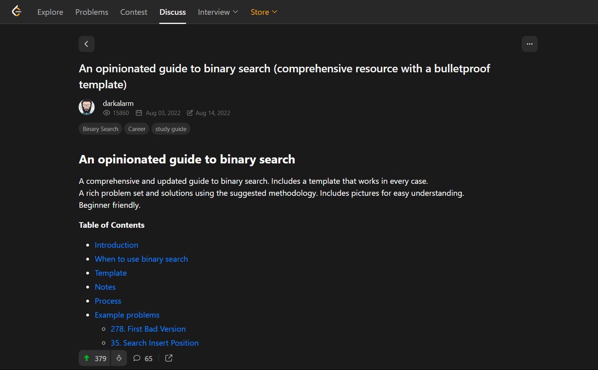 MeDeep_13's tweet photo. This guide is about binary search on LeetCode, which is what you need if you want to revise binary search and make it look easier with an amazing template.
#LeetCode #DSA https://t.co/PSu6UnxYMS