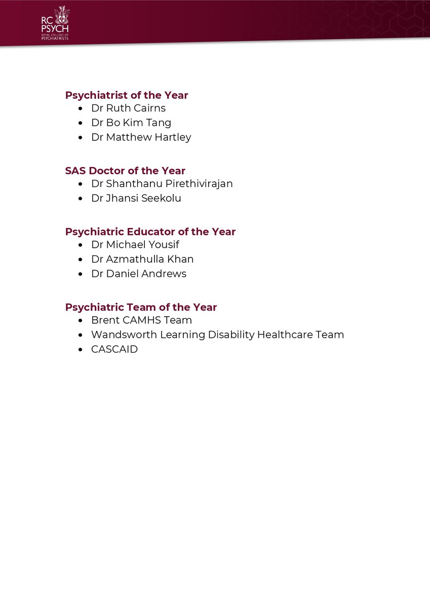 rcpsychLDN (@rcpsychldn) on Twitter photo We are delighted to announce the shortlisted nominees for the 2025 London Division Awards! Congratulations to everyone shortlisted and thank you for the members who submitted nominations. Some incredible work happening across London and so much to celebrate! <a href="/SuhanaAh/">Suhana Ahmed</a> We are delighted to announce the shortlisted nominees for the 2025 London Division Awards! Congratulations to everyone shortlisted and thank you for the members who submitted nominations. Some incredible work happening across London and so much to celebrate! <a href="/SuhanaAh/">Suhana Ahmed</a>