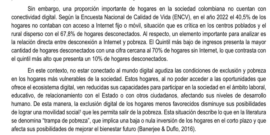 Santiago Pinzón Galán 🇨🇴 (@santiagopinzong) on Twitter photo A propósito del debate respecto al comunicado de la Honorable CC 🇨🇴
Canasta TIC de <a href="/DNP_Colombia/">dnp_colombia</a> explica lo que se denomina “Trampa de la Pobreza”
“No estar conectado al mundo digital agudiza las condiciones de exclusion y pobreza en los hogares más vulnerables de la sociedad” A propósito del debate respecto al comunicado de la Honorable CC 🇨🇴
Canasta TIC de <a href="/DNP_Colombia/">dnp_colombia</a> explica lo que se denomina “Trampa de la Pobreza”
“No estar conectado al mundo digital agudiza las condiciones de exclusion y pobreza en los hogares más vulnerables de la sociedad”