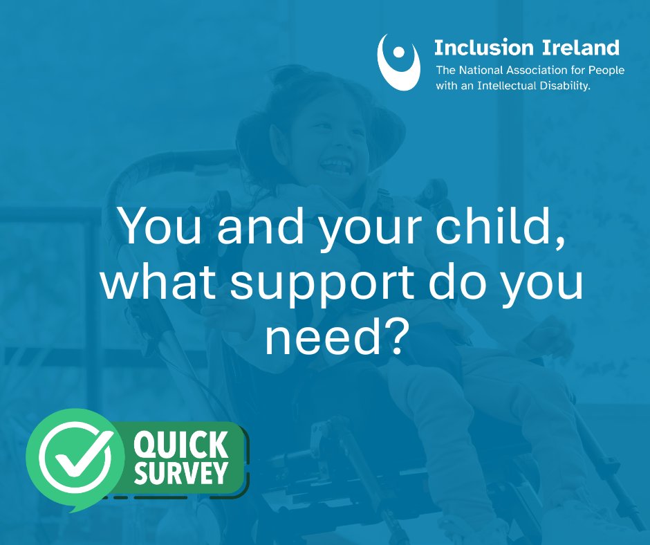 InclusionIre's tweet image. Please share!
Take our survey: 'You and your child, what support do you need?'
📲This survey is for families of children with an intellectual disability (up to 18) and will take less than 5 minutes to complete!
surveymonkey.com/r/MMHM6Q2
⏱️Deadline: 12th of June at 12.00pm.