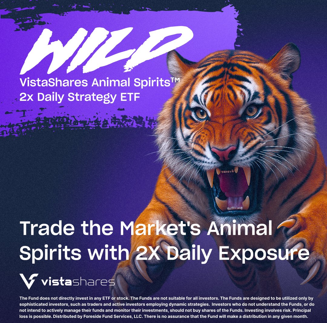 New #ETF Launch Alert!
Tomorrow, Wednesday June 4th is going to be $WILD

$WILD provides high-conviction access to the most watched equities in the market, rotated monthly - leveraged 2X and rebalanced daily.
For fund holdings and risk disclosures: Click Here