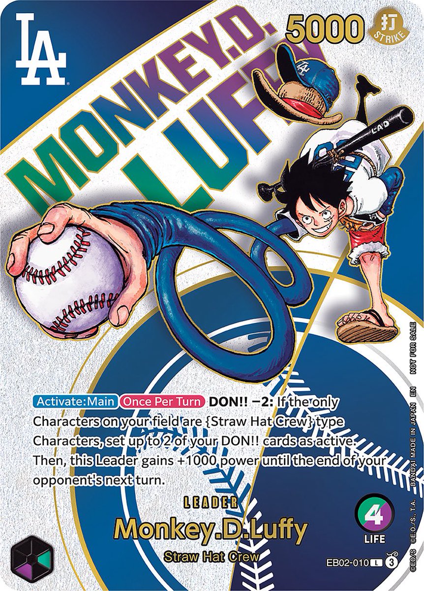 An Alternate Art Leader promo of the Blue/Purple Monkey D. Luffy